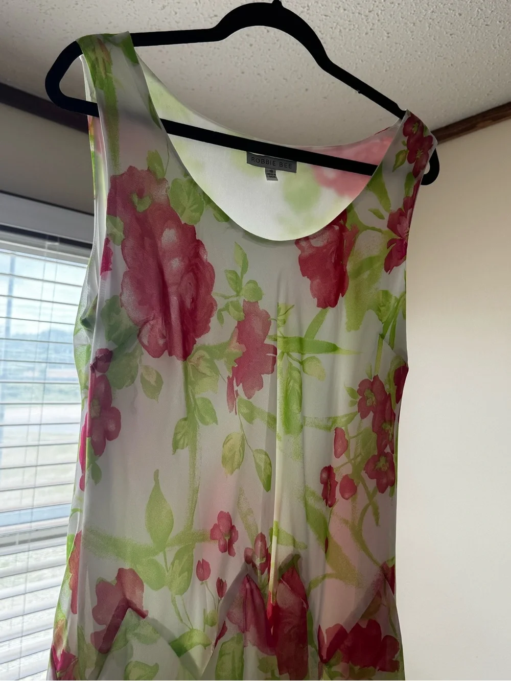 Robbie Bee White Dress with Pink & Lime Floral Accents - Picture 5 of 8